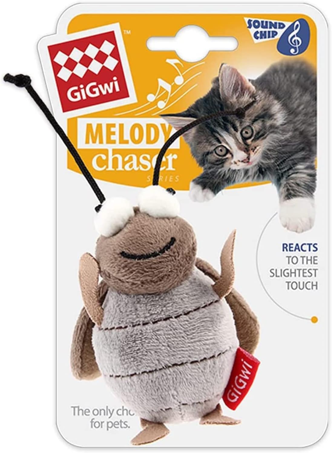 Gigwi Interactive Cricket Cat Toy, Automatic Cricket Squeaky Cat Toys, Play and Squeak Electronic Cricket Toy for Cats Kitten Indoor