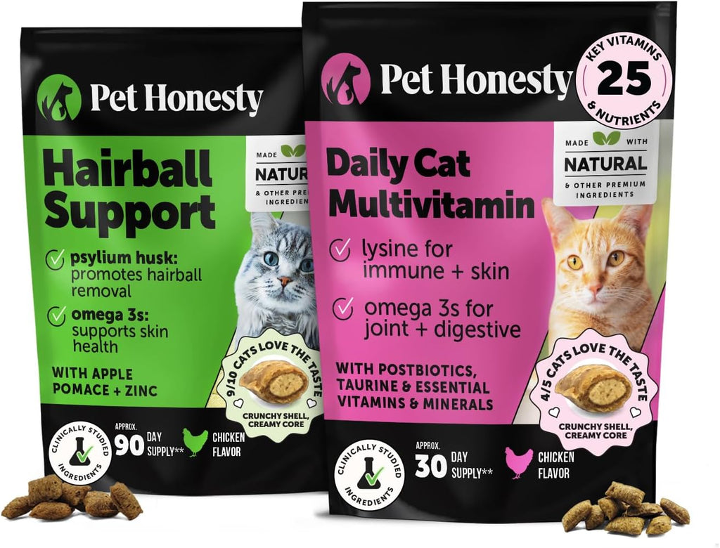 Cat Hairball & Multivitamin Support Virtual Bundle – Hairball Chews 90 Day + Multivitamin Chews 30 Day Supply