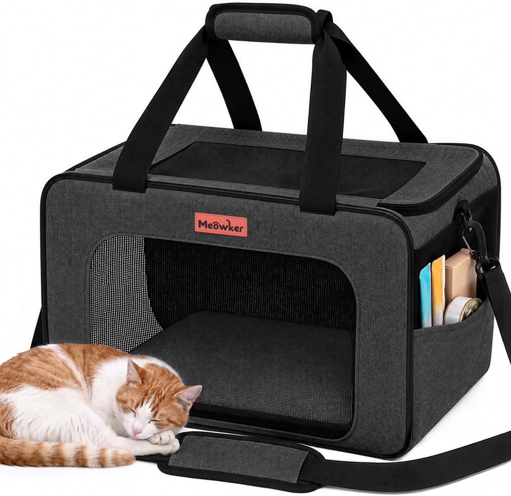 Soft-Sided Cat Dog Pet Carrier Airline Approved, Medium Black
