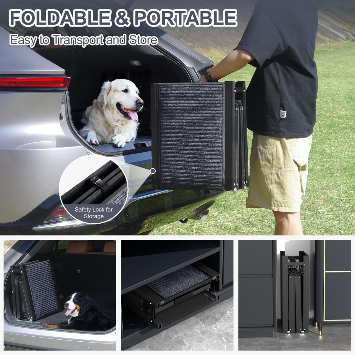 Dog Ramp for Car 71" L × 17.2" W, Extra-Long Foldable Ramp