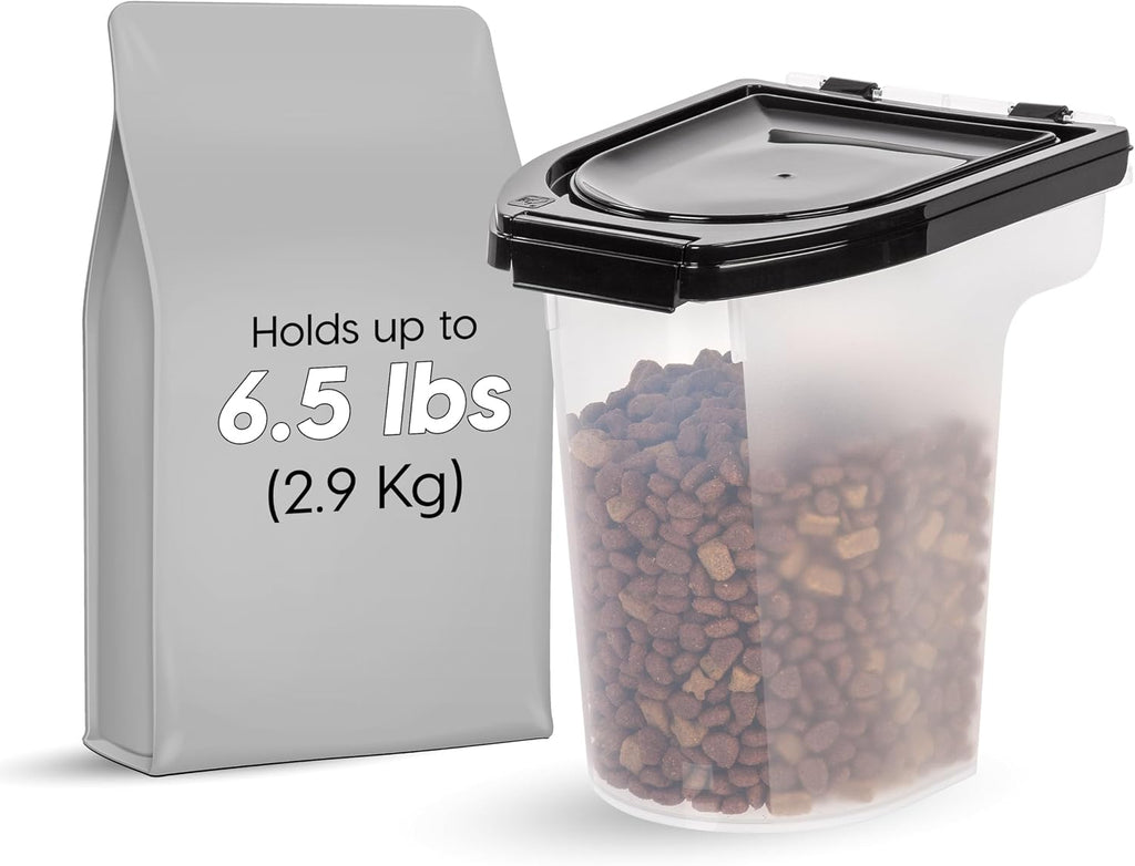 IRIS USA Dog Food Storage Container, Up to 6.5 lbs, Black, Made in USA | Airtight Seal, BPA-Free, Best for Bird Seed, Cat food, Cat Litter, Chicken Feed 