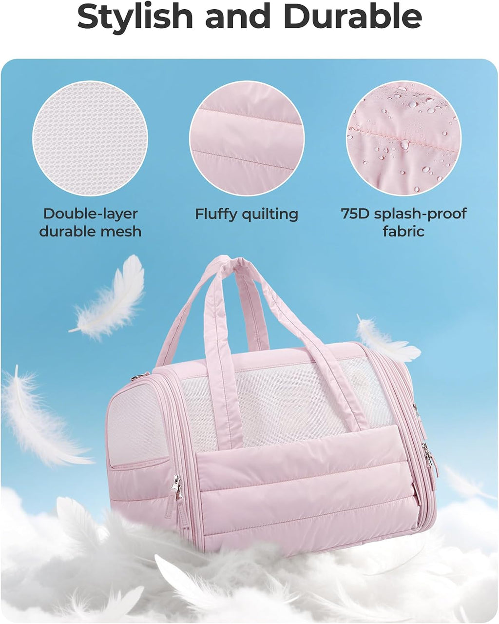BAGSMART Cat Carrier Soft-Sided Puffy Quilted Collapsible Pet Travel Bag
