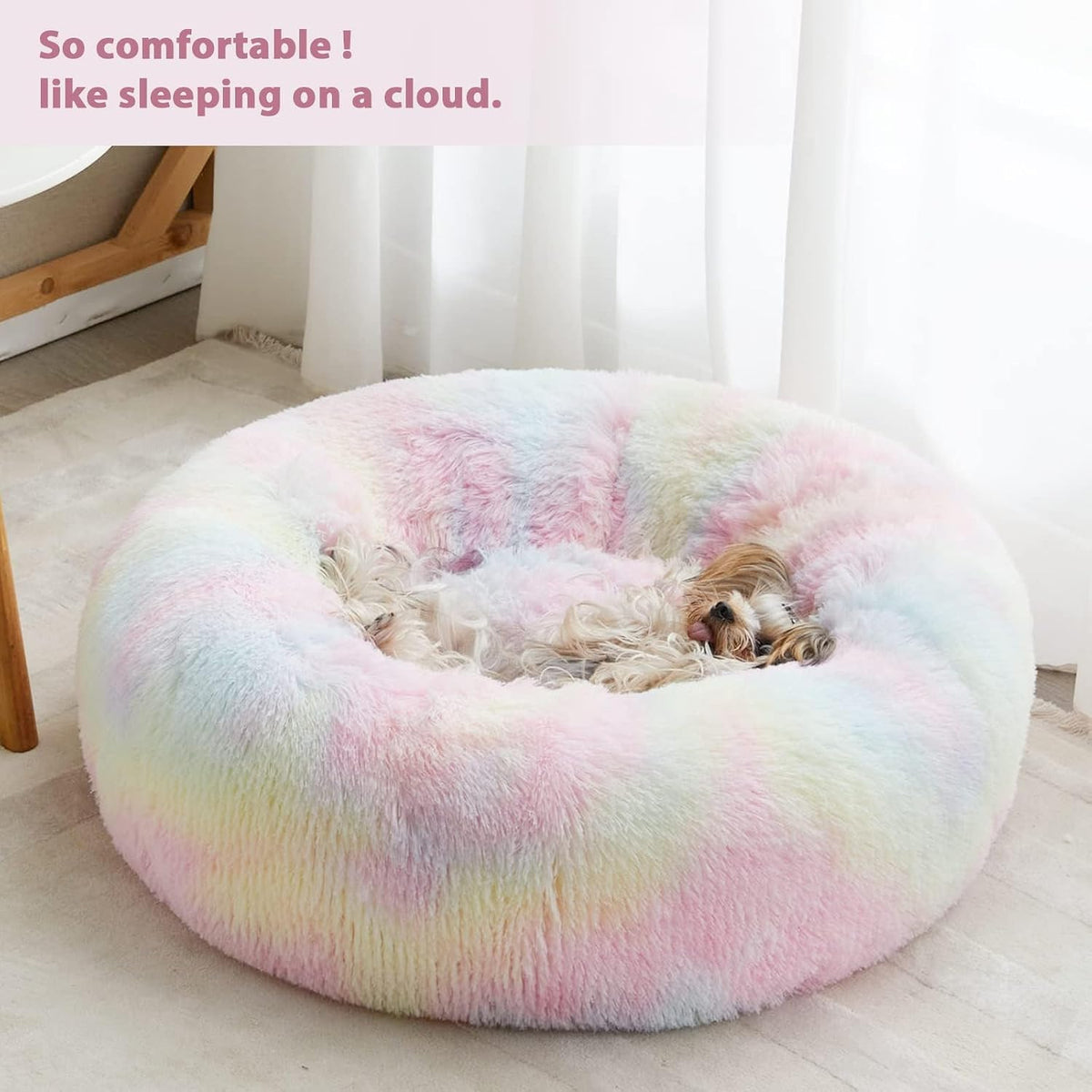 WNPETHOME Large Round Calming Dog Bed Cat Bed for Comfy Sleep