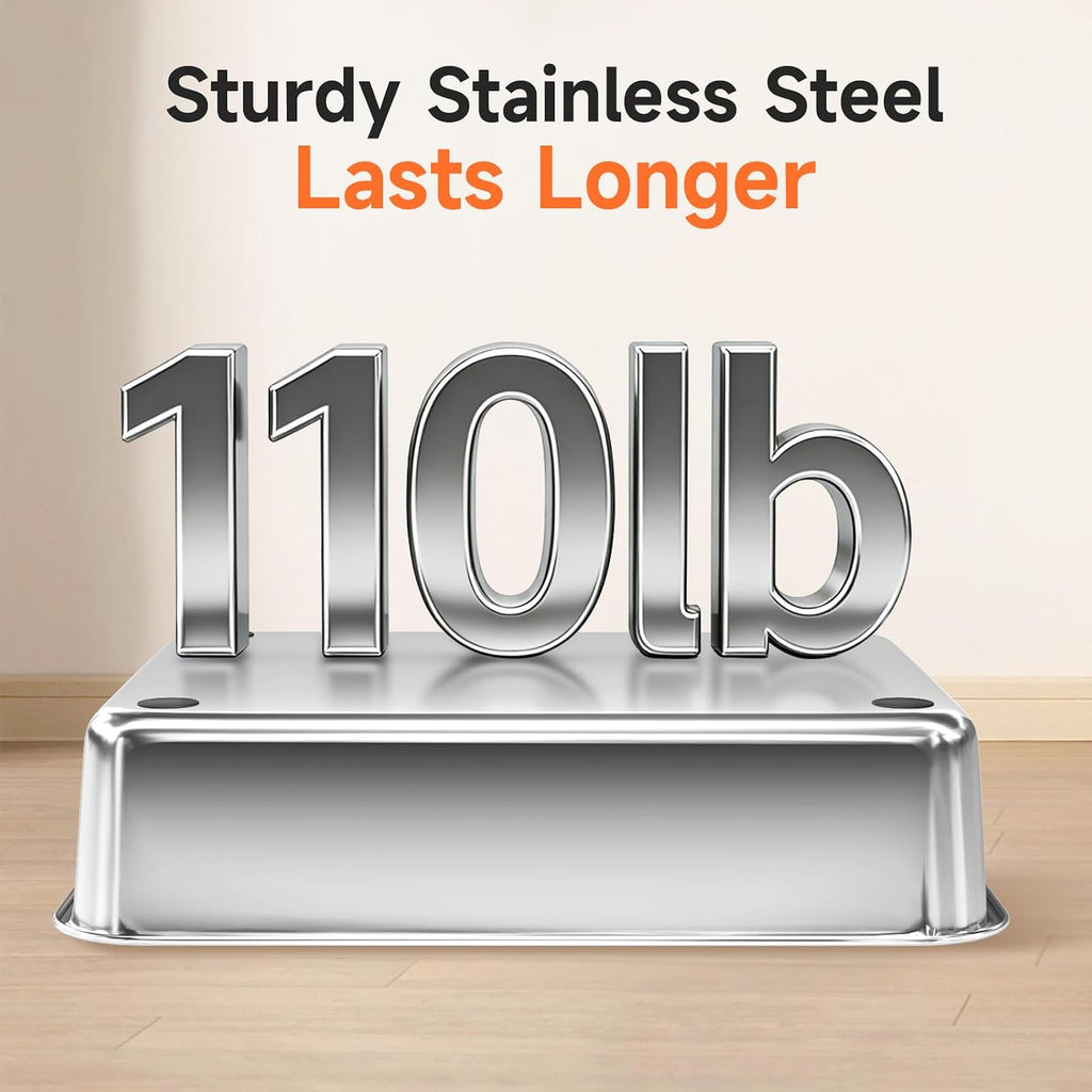Stainless Steel Cat Litter Box for Small Cats, Odor Free Metal Litter Box | High Sides Lid Open Top Low Entry Litter Pan Easy Cleaning Kitty Cat Box Anti-Urine Leakage Non-Sticky Include Scoop