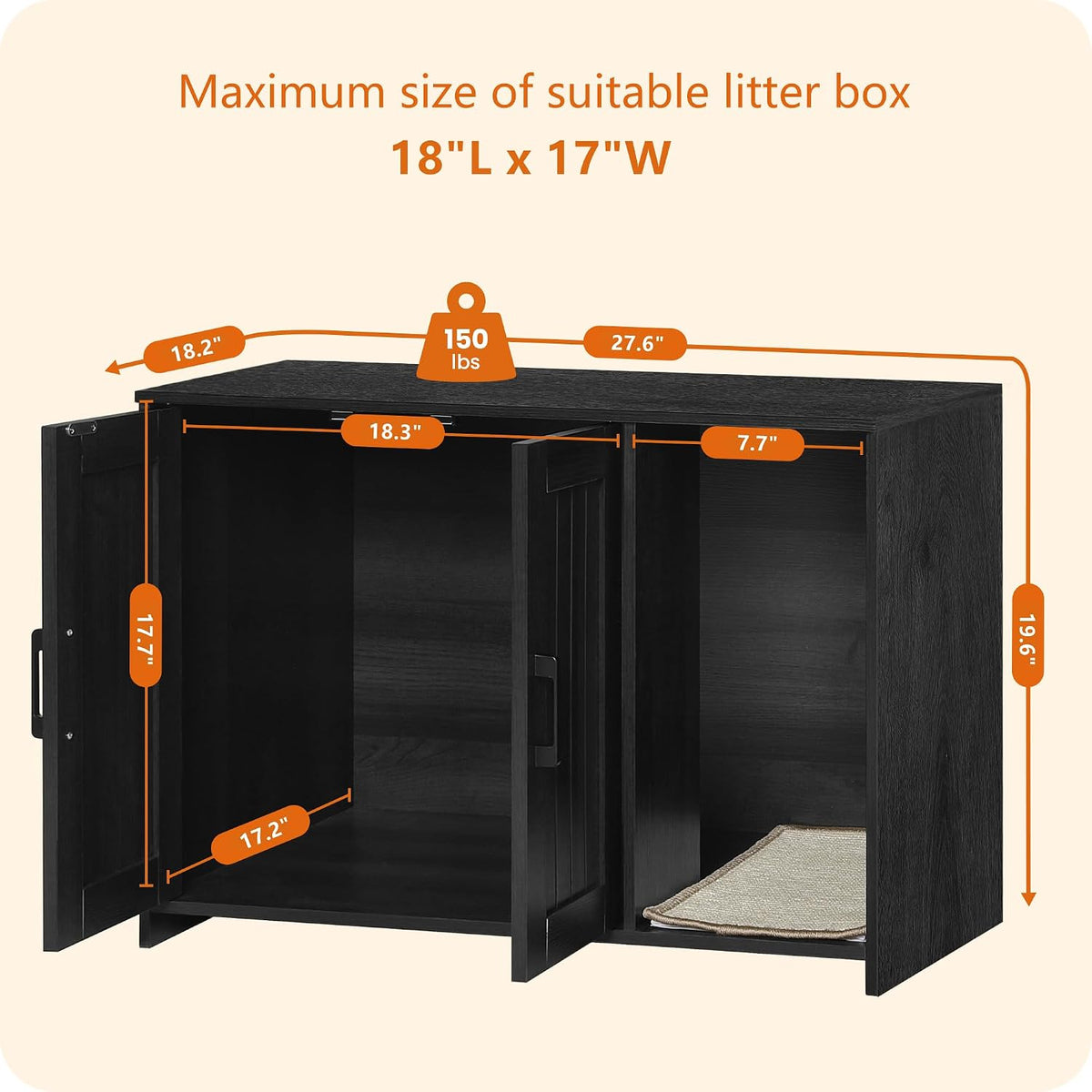 Dwanton Cat Litter Box Enclosure, with Scratching Mat, 27.6" x 18.2"x 19.6"