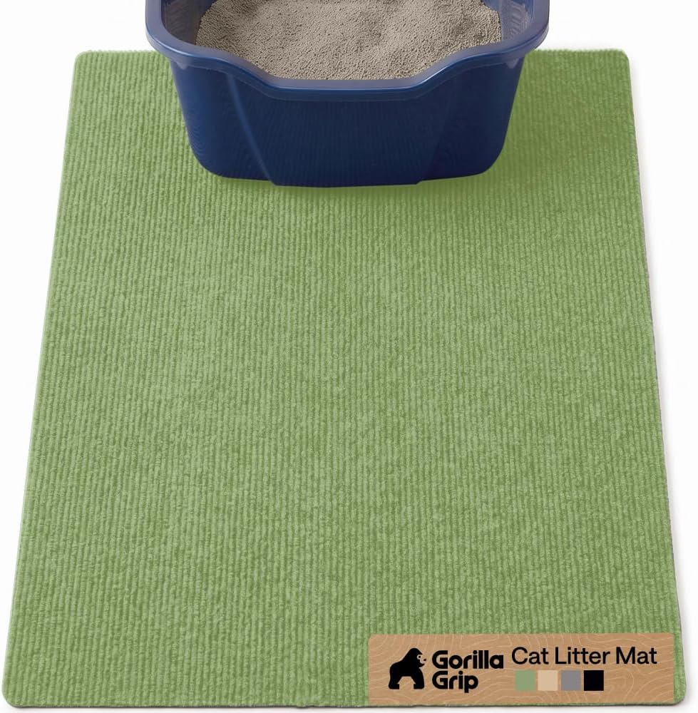 GORILLA GRIP Cat Litter Mat, Soft Felt Scatter Catcher, 30x24, Sage