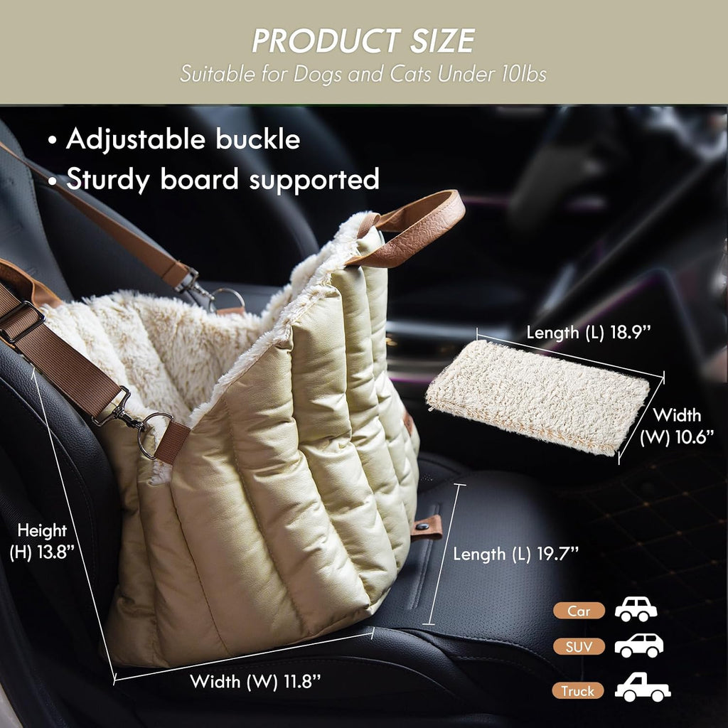 ClevaHome Small Dog Car Seat, Cozy Fleece Dog Carriers for Small Dogs