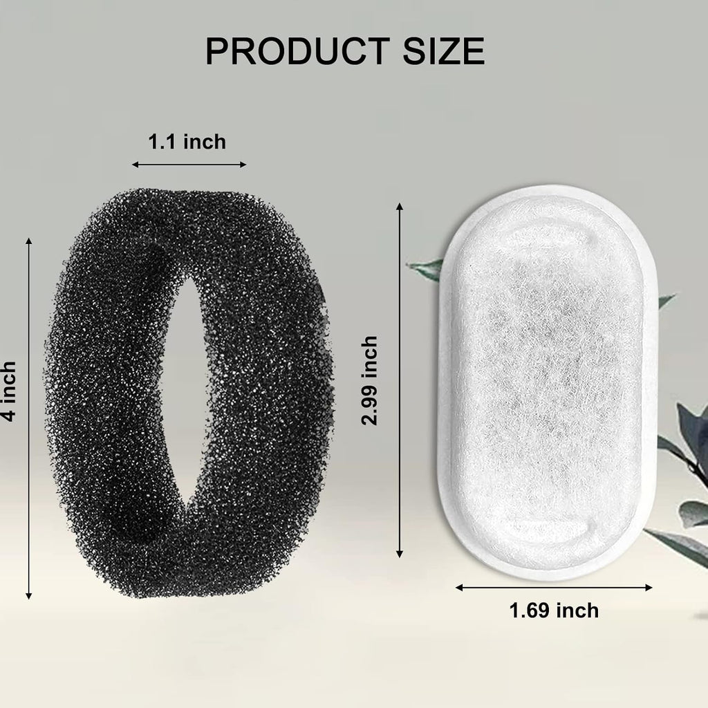 Cat Water Fountain Filters for 108/3.2L& 67oz/2L Stainless Steel Pet Water Dispenser,16 Cat Fountain Filter Replacement with 16 Sponges (16 Filters&16 Sponges)