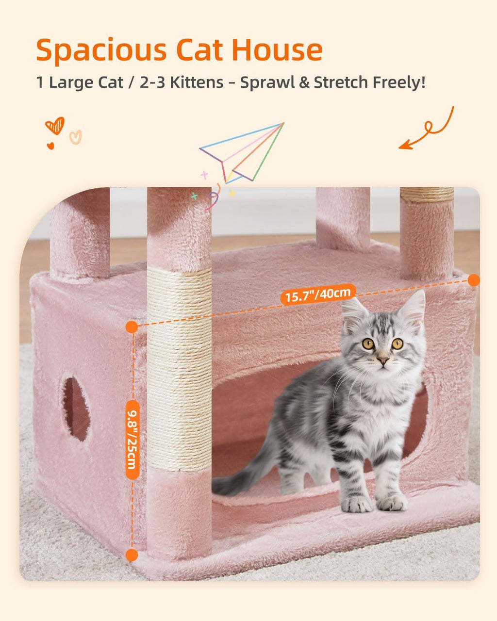 Taoqimiao Cat Tree, 38.5In Cat Tower for Indoor Cats, Suitable for Kittens