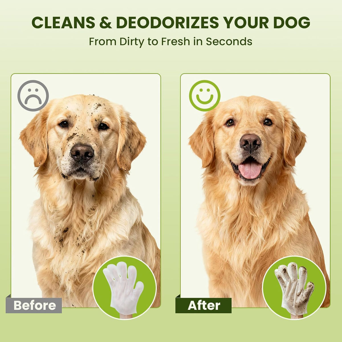 PawSono 12PCS Hypoallergenic Pet Glove Wipes for Dogs, Cats & Small Animals