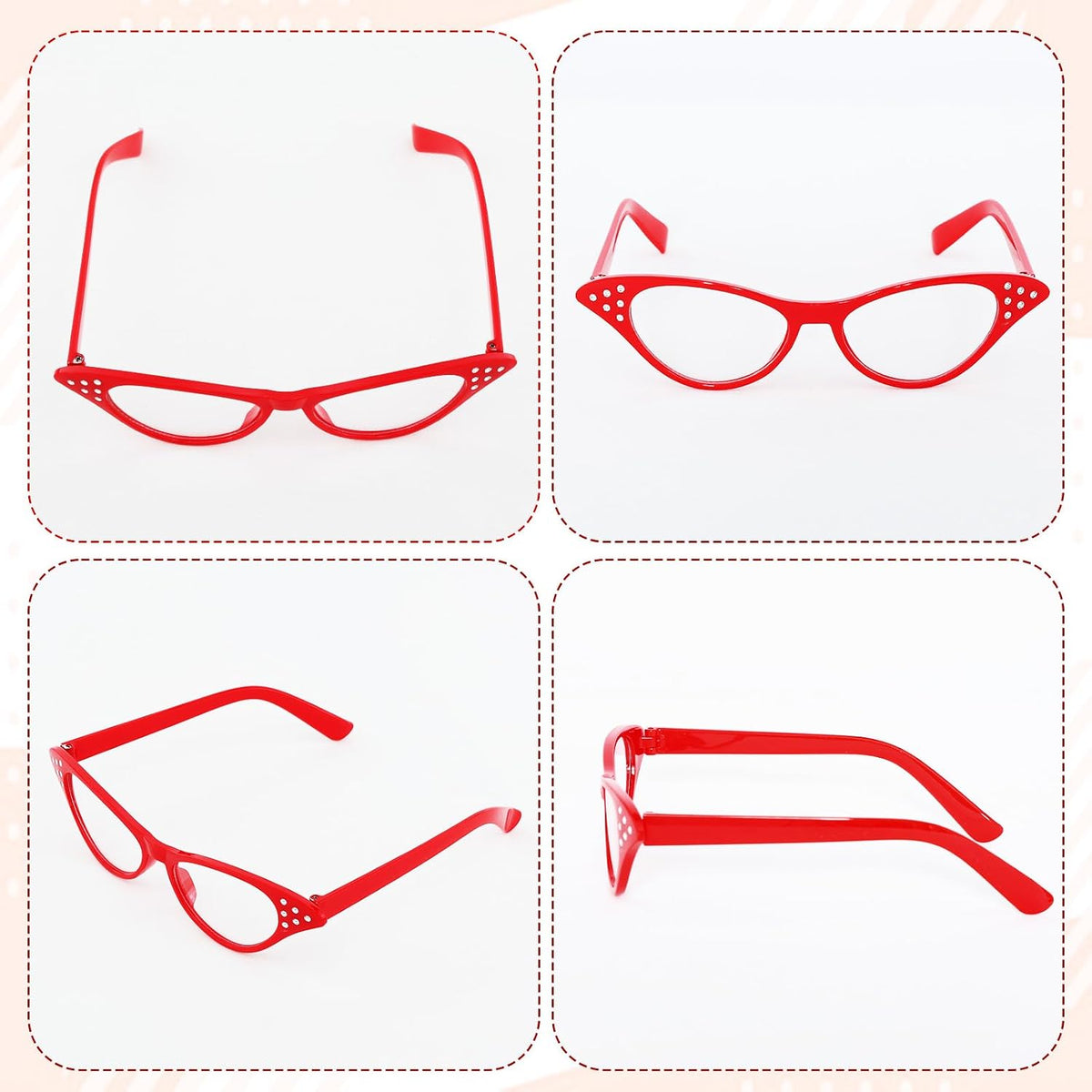 50s Set 50's Costume Accessories Chiffon Scarf Cat Eye Glasses Bandana Tie Headband Earrings for Cosplay Party