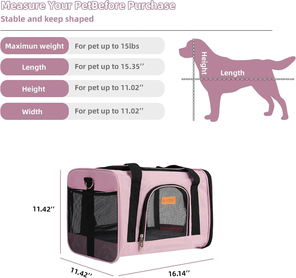ROYPET Cat Carrier, Portable Pet Carrier Bag Pink