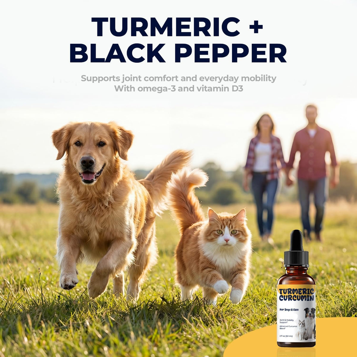 Turmeric Curcumin Liquid for Dogs & Cats, Joint & Mobility Formula