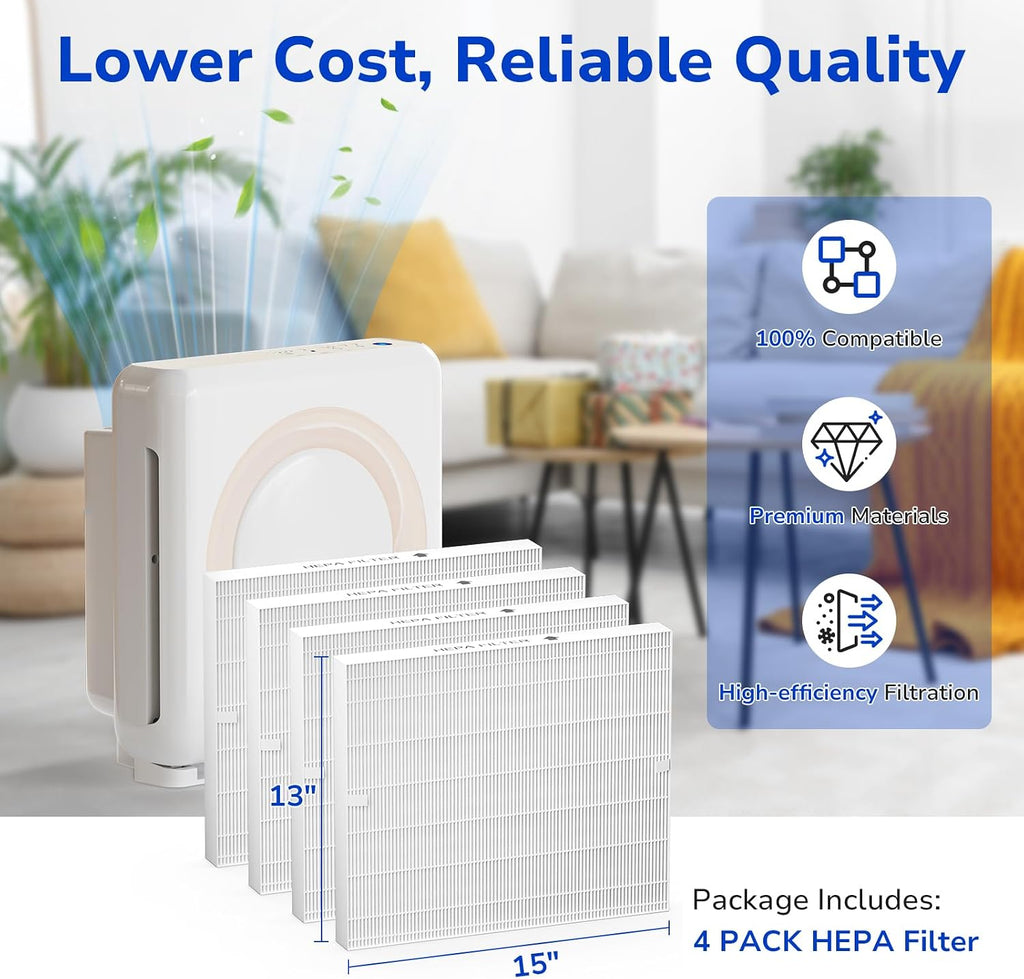 Fil-fresh 4-Pack AP-1512HH HEPA Replacement Filter for Coway Air Purifier