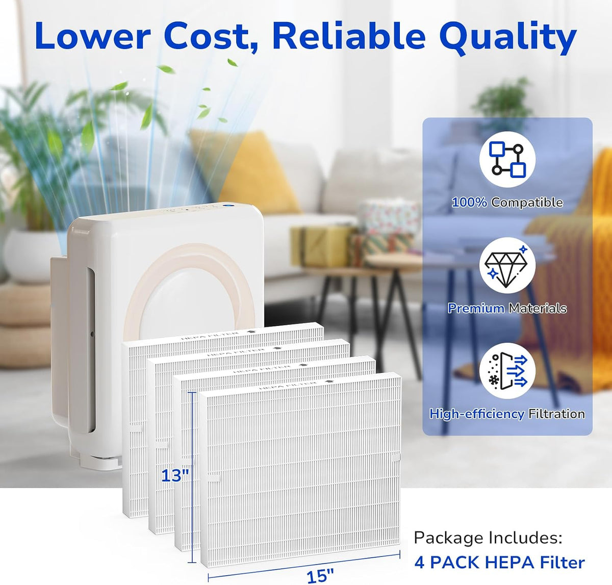 Fil-fresh 4-Pack AP-1512HH HEPA Replacement Filter for Coway Air Purifier