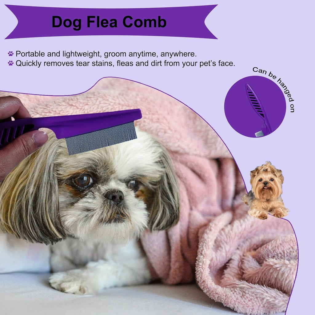 3 PCS Puppy Brush Grooming Kit (Dark Purple)