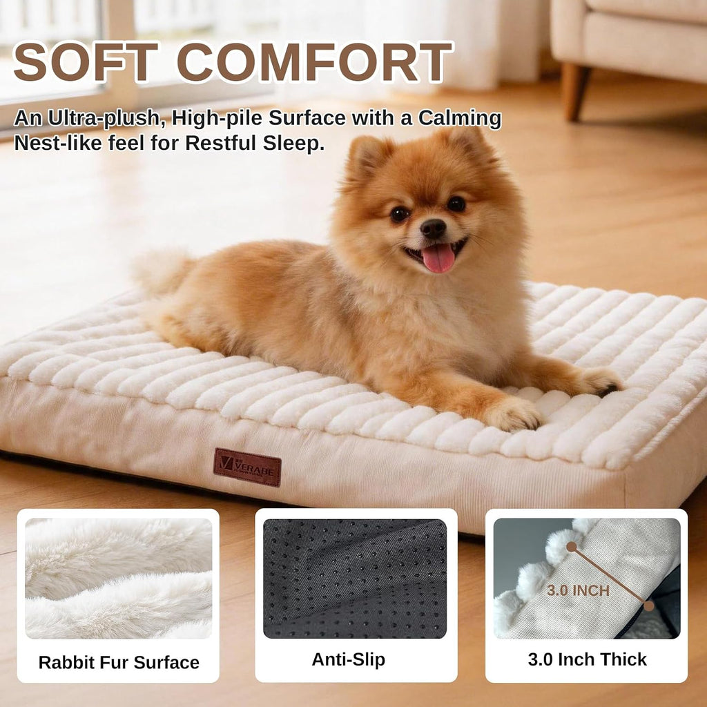 Orthopedic Dog Bed for Large Dogs,Firm Egg Crate Foam,Non-Slip Bottom,Beige
