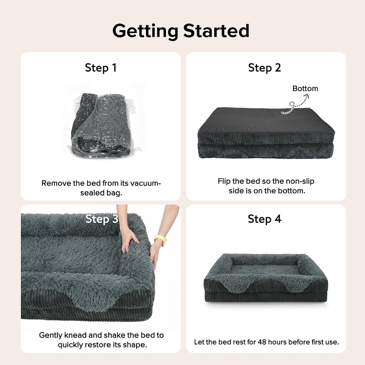 GASUR Orthopedic Dog Bed for Large Sized Dog, Plush Washable Dog Couch Beds