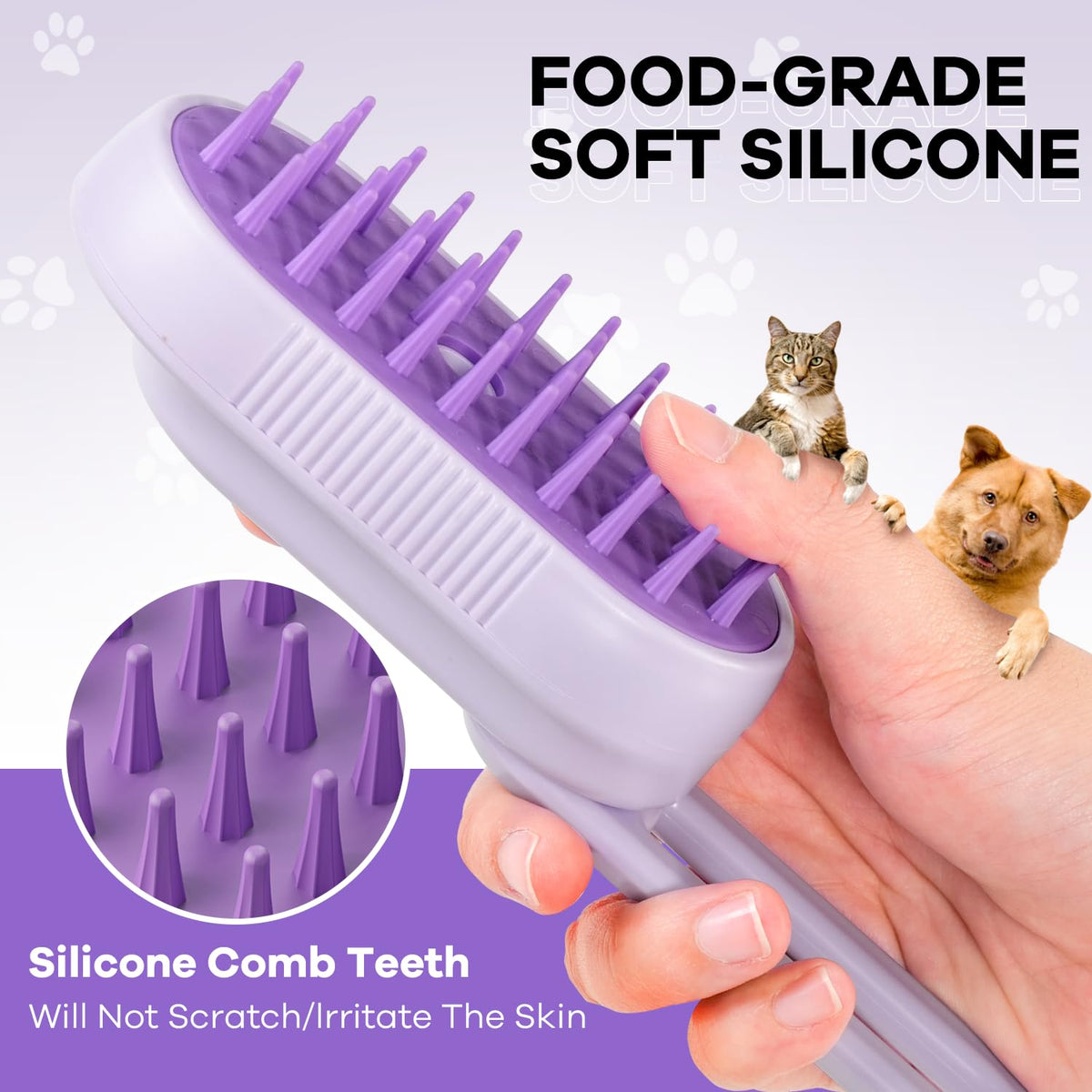 SILVLF Cat Steam Brush, Foldable Handle for Cats and Dogs,Anti-Static