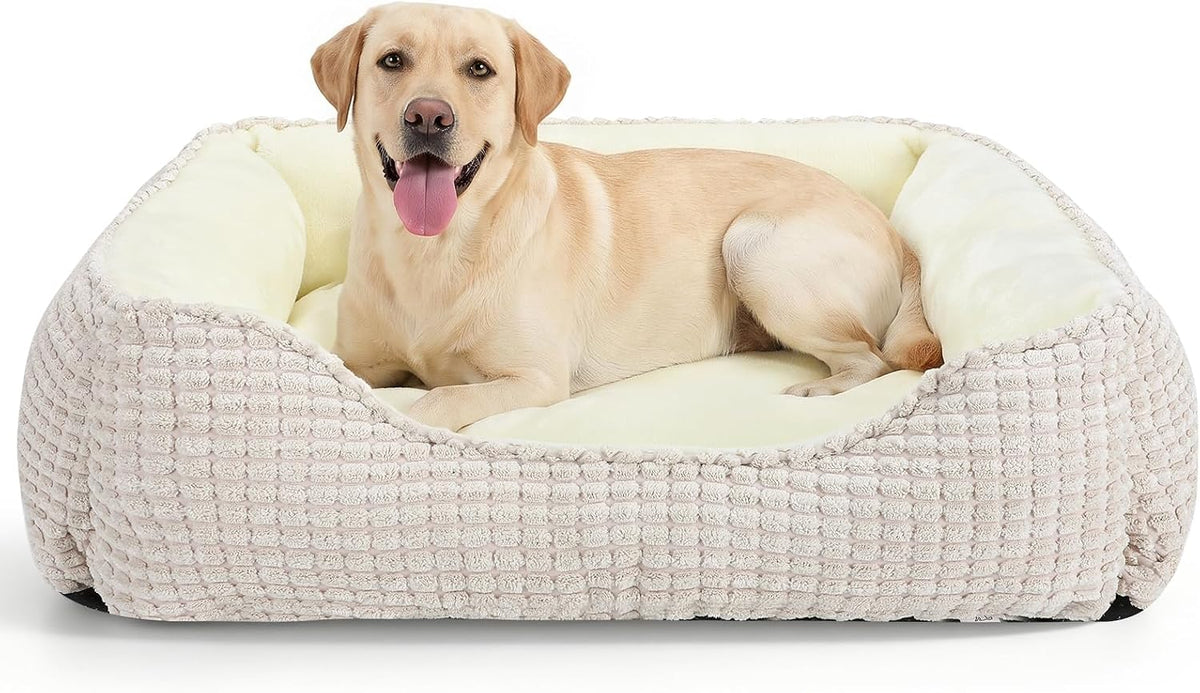 MIXJOY X-Large Dog Bed for Large, Medium, Small Dogs - Rectangle, Washable, Orthopedic, Soft Calming Sleeping Puppy Bed - Durable Pet Cuddler with Anti-Slip Bottom - XL (35"x25"x9")