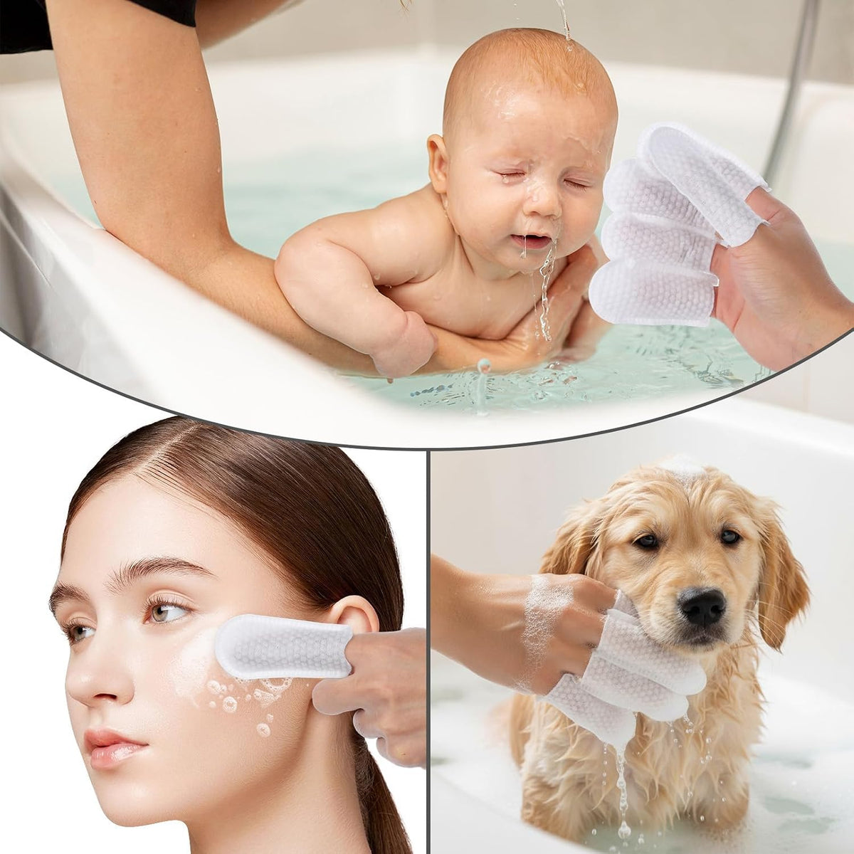 150 Pcs Cotton Finger Cots Dog Ear Wipes for Pet Ear Cleaning Cloth Finger Cots Fingers Covers Fingers Gloves Disposable for Nails Cleaning Dog Cat Teeth Cleanings Grooming Nail Trimming Precise Tasks