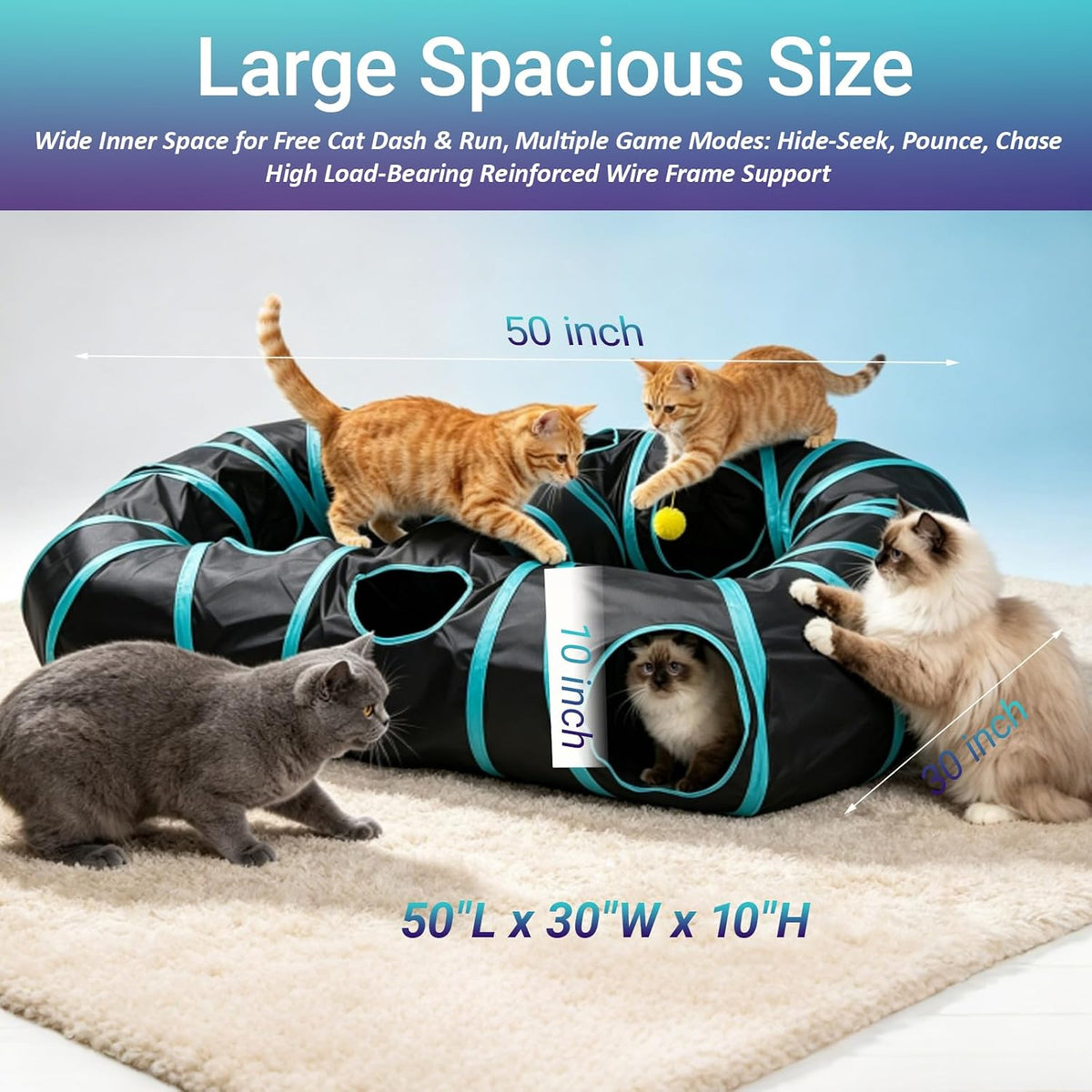 Interactive Cat Toy,Motion-Activated Ball in Cat Tunnel