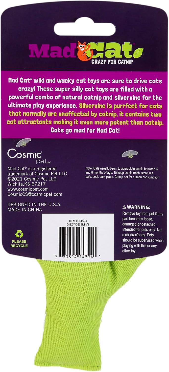 Mad Cat Dizzy Desert Catnip and Silvervine Plush Toy for Cats and Kittens