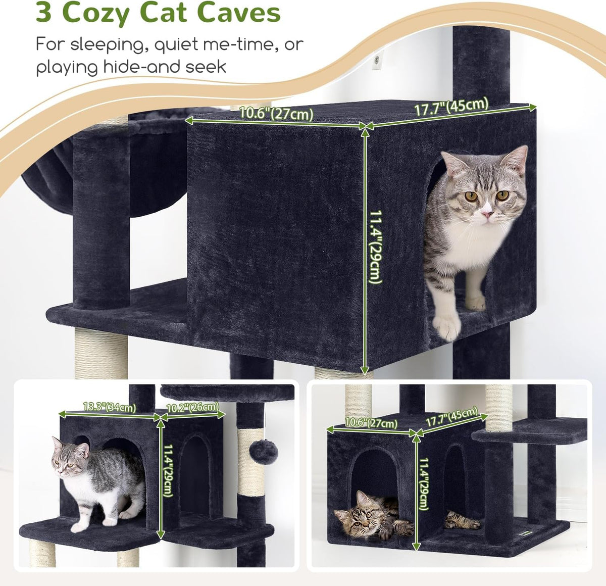 Globlazer F71 Cat Tree Tall, 71in Cat Tower for Indoor Cats, Dark Gray