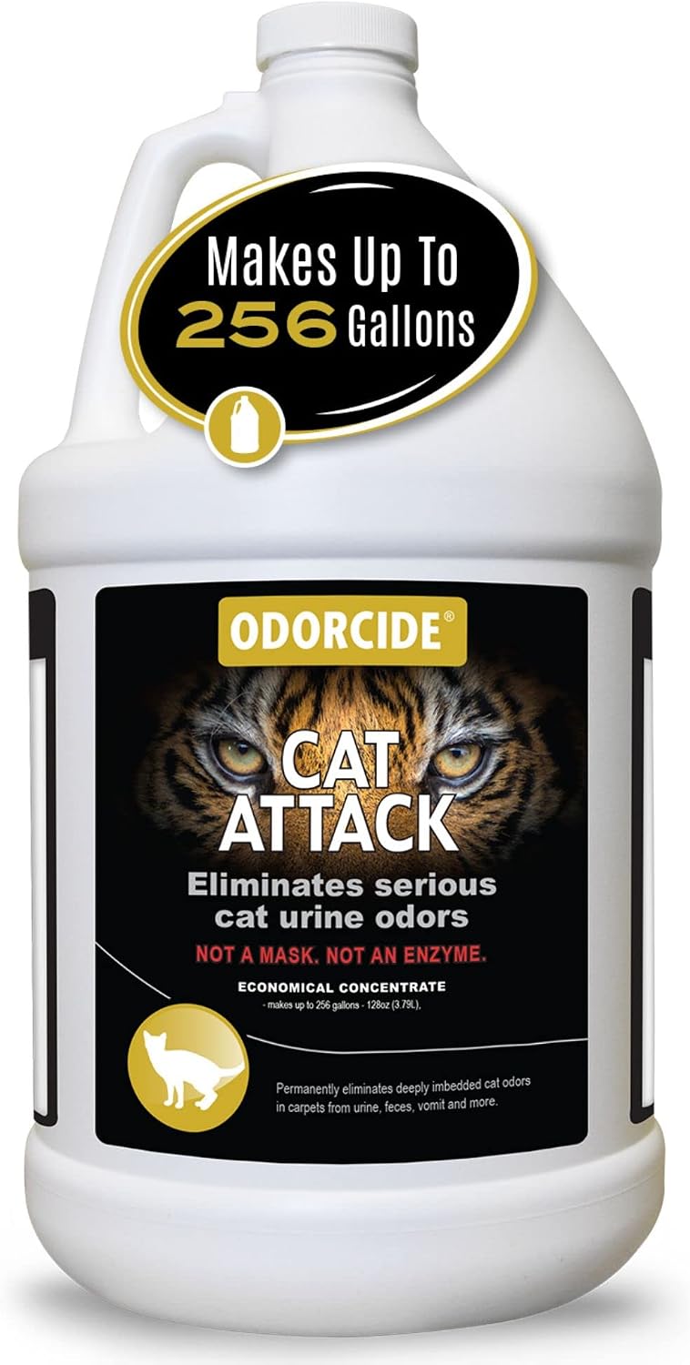 Odorcide Cat Attack Concentrate - Cat Urine Remover for Carpet & Upholstery - Litter Box Odor Eliminator