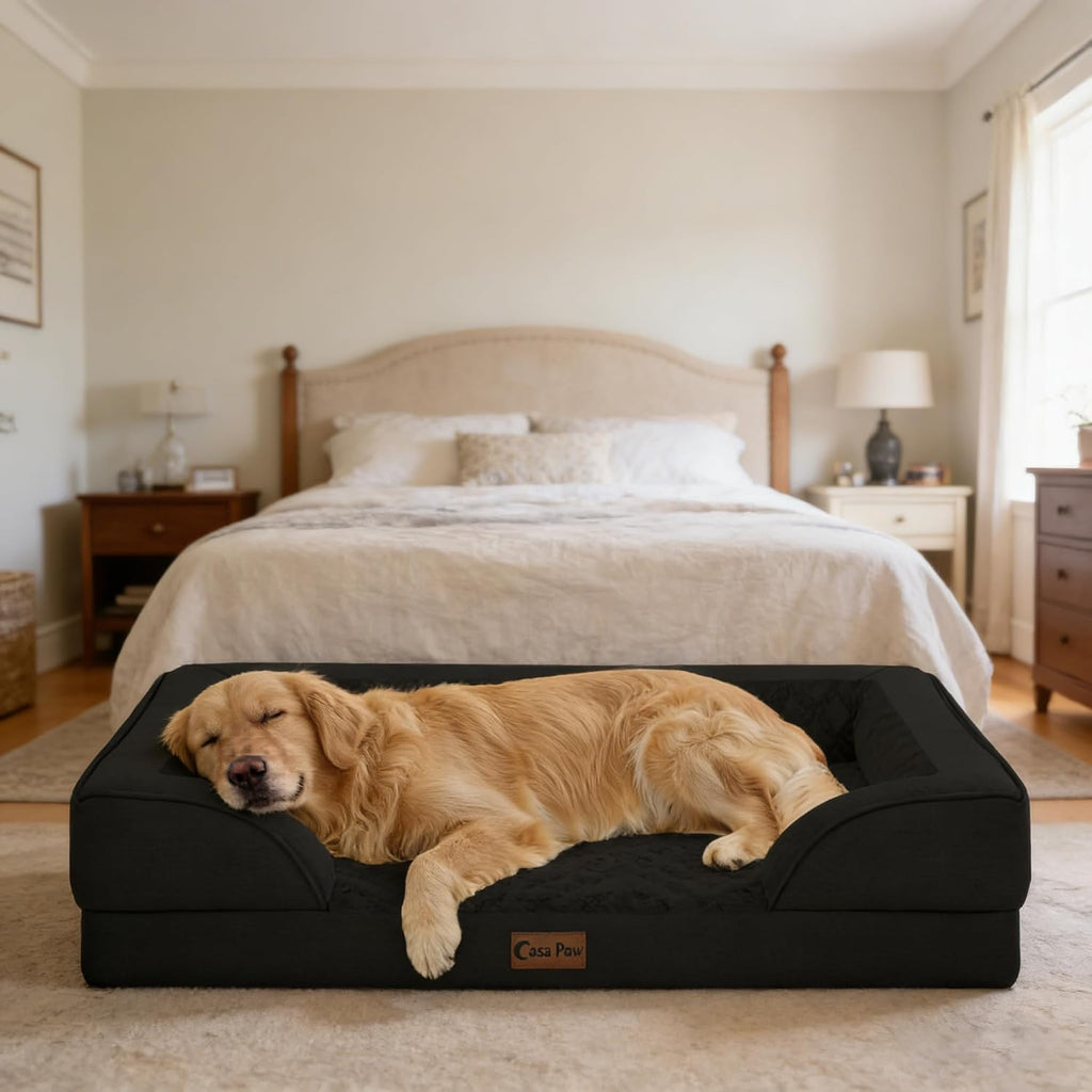 Orthopedic Washable Dog Bed for Extra Large Dogs, 45x35in, Black