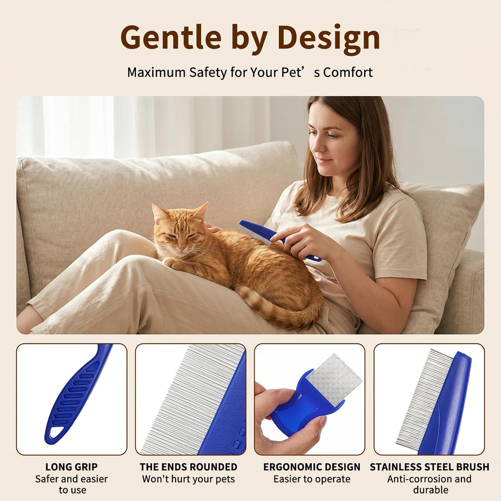 6Pcs Flea Lice Comb Set for Cats and Dogs, Pet Grooming Combs