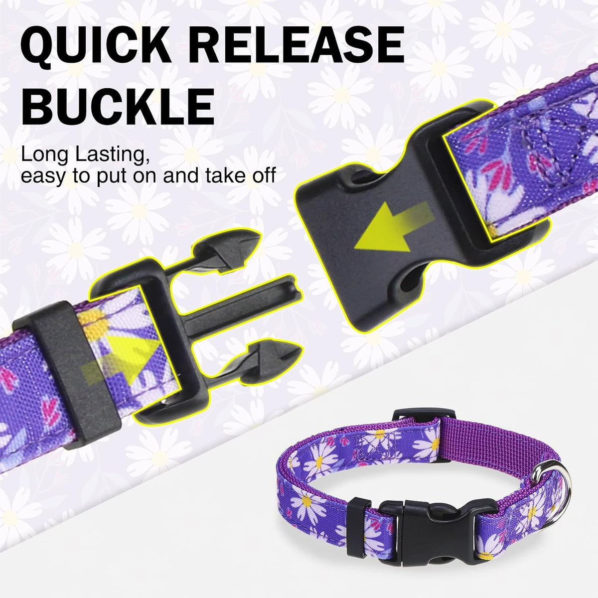 Dog Collar and Leash Set, Adjustable Pet Collars with 5FT Leash