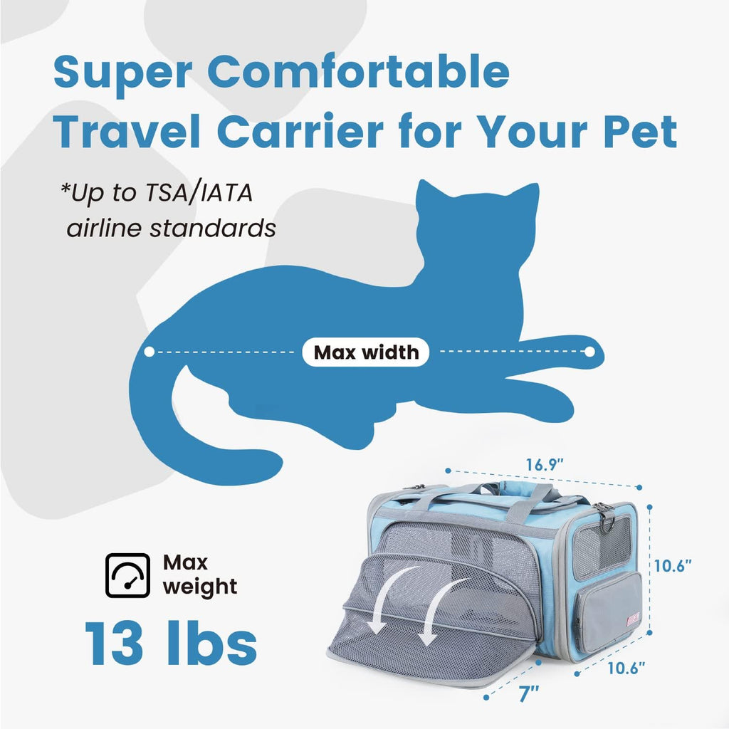 Pawaii Cat Carrier Airline Approved Expandable Breathable Safety Leash
