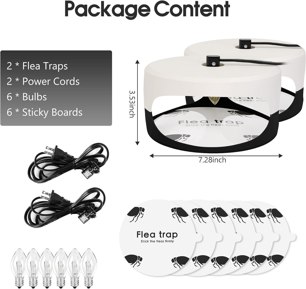 Flea Trap for Inside Your Home, 2Pack Pet Safe Indoor Flea Treatment Light
