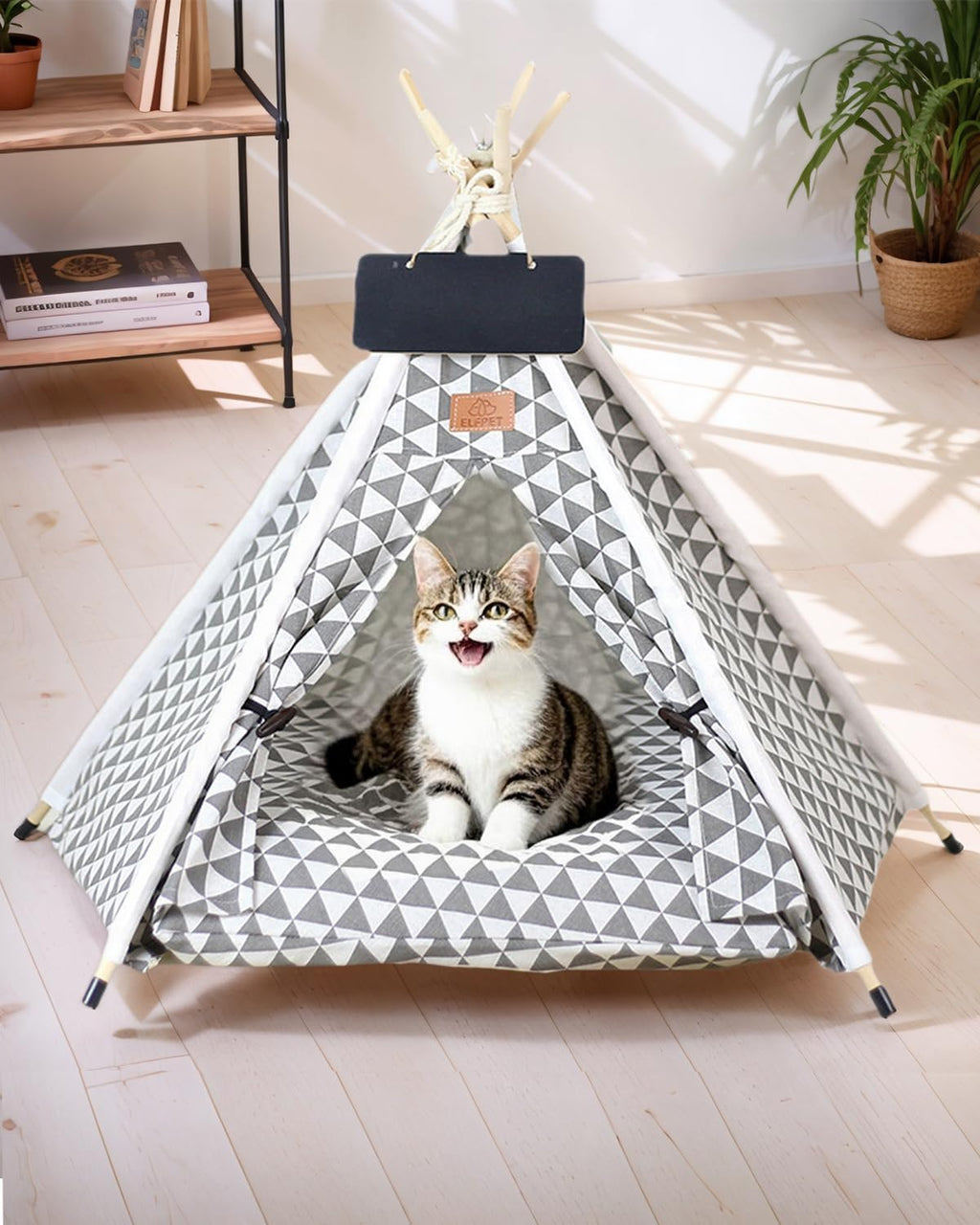 OAOAPLOS® Cat Tent and Dog Tent Bed Teepee, Indoor Dog Tent with Cushion, Small Pet Tent for Dogs and Cats, Cozy Cat Teepee Hideout for Puppies, Kittens and Rabbits