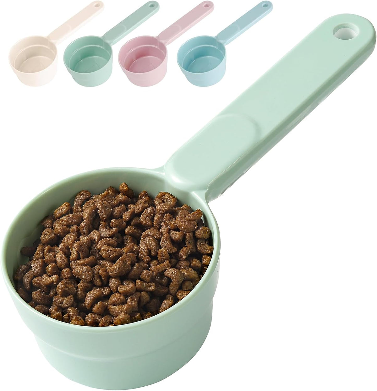 Joyinjojo Dog Food Scoop 1 Cup 1/2 Cup - Melamine Dog Food Measuring Cup, Pet Food Scoop for Dog Cat...Comfortable Long Handle for Easy to Scoop Food