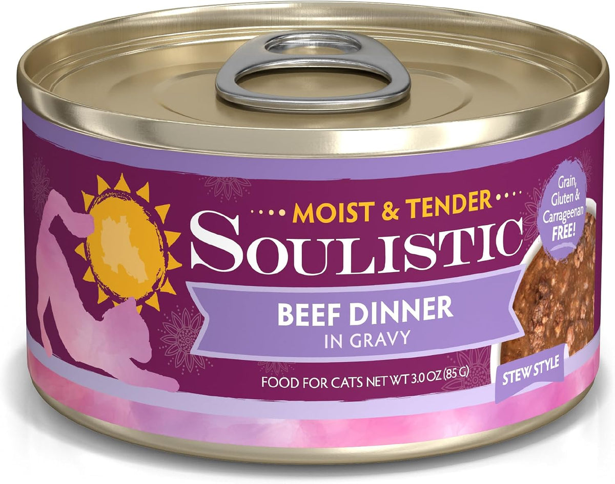 Soulistic Moist and Tender, Beef Dinner in Gravy 3oz Can, Pack of 12