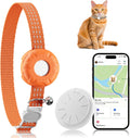 GPS Tracker for Cats, Mini Cat Tracker, Pet Tracker No Monthly Fee, Compatible with Apple Find My(iOS Only), Anti-Lost, Finder Tag for Cars, Pets, Kids, Items, Orange
