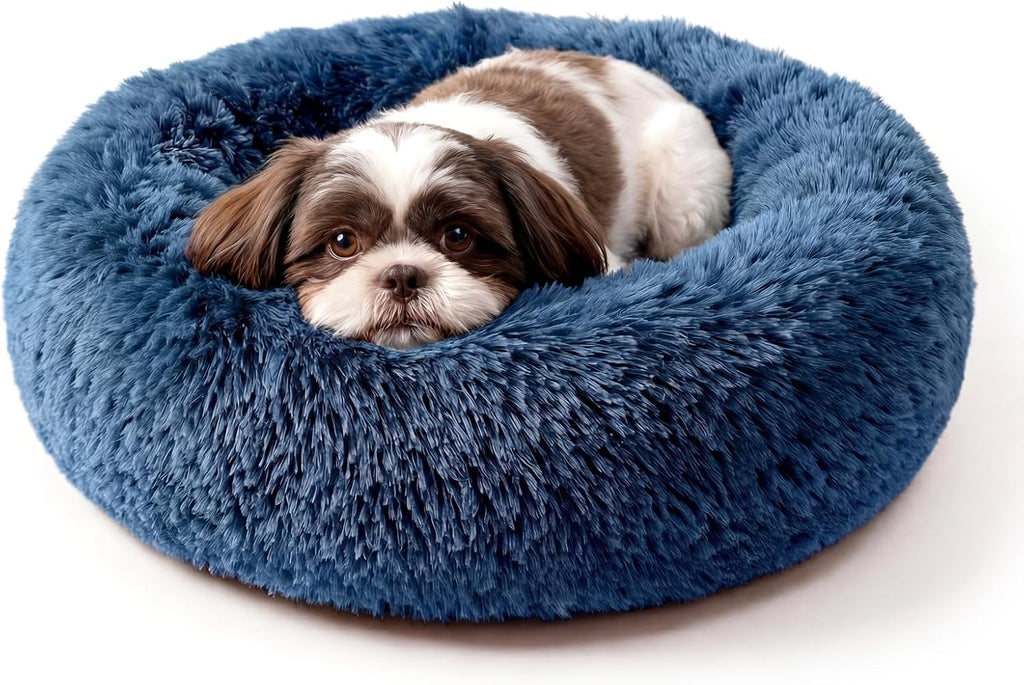 nononfish Plush Dog Bed for Small Dogs,Soft Calming Donut Bed