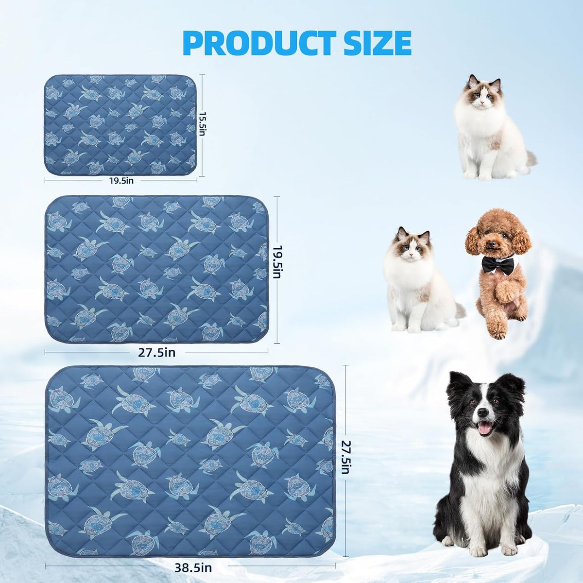 Homimp Dog Cooling Mat,19.5" x 27.5" Thicken Self-Cooling Mat for Dog&Cat,Internal Waterproof& Endothermic,Washable Pet Ice Cool Pad Blanket,Pet Sleeping Pad for Indoor Outdoor in Summer, Non-Toxic