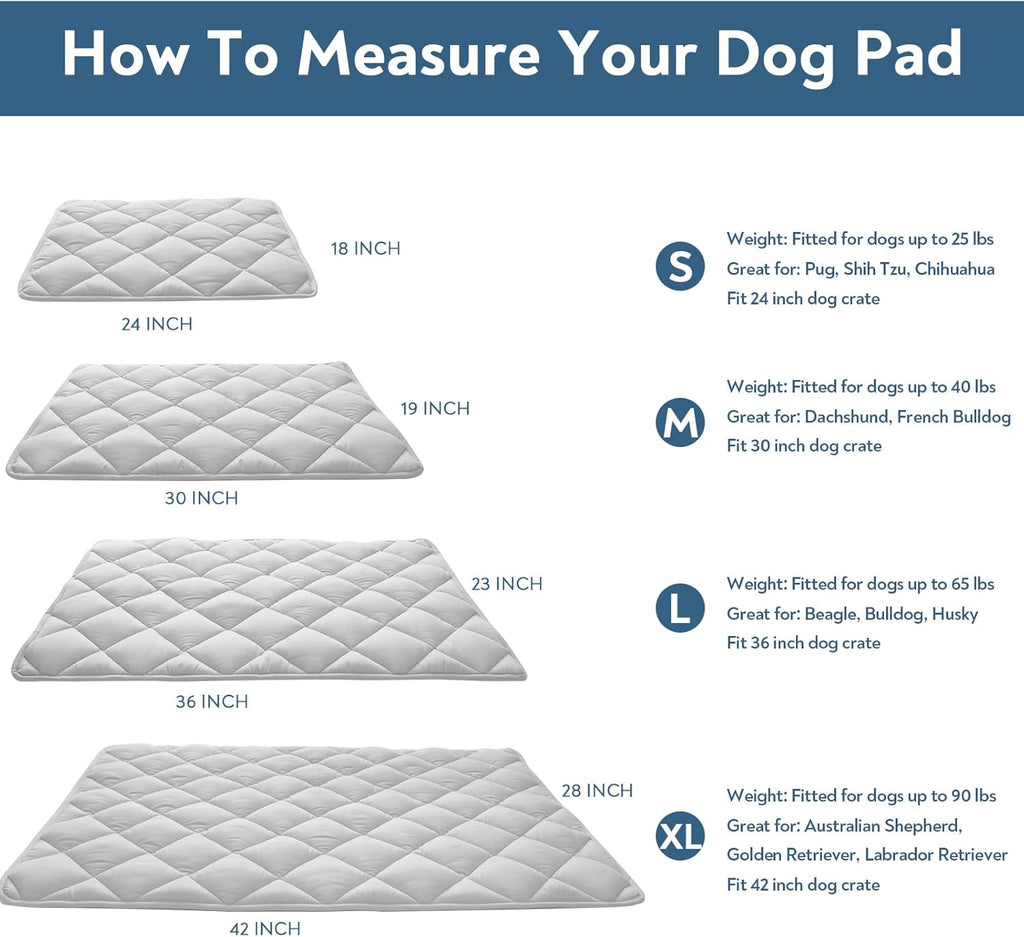 Dog Crate Pad 2 Pack (42" x 28"), Dog Crate Mat with Anti-Slip Bottom, Grey