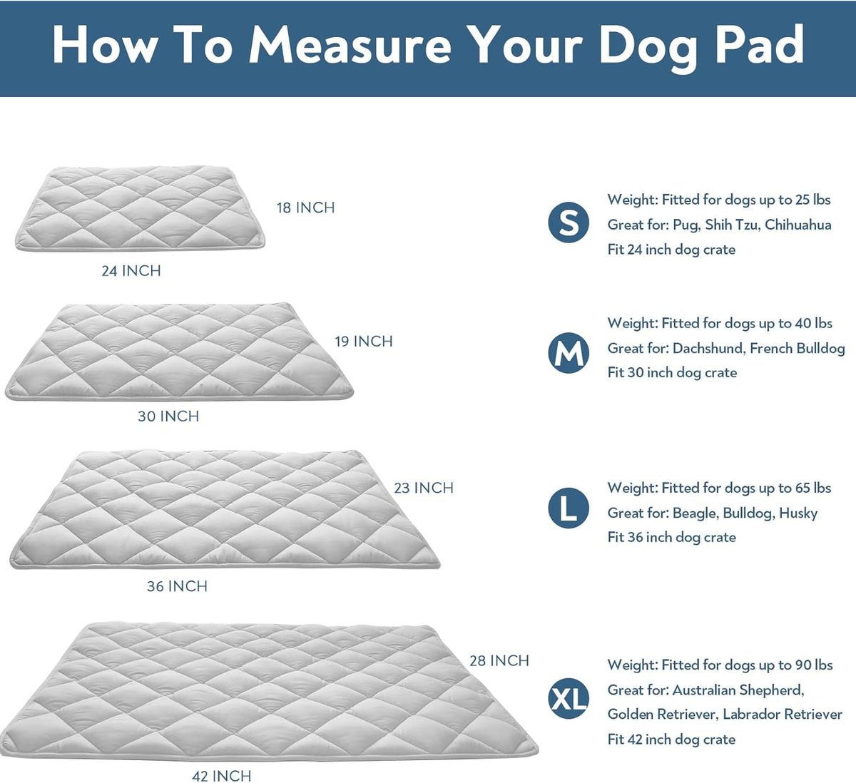 Dog Crate Pad 2 Pack (42" x 28"), Dog Crate Mat with Anti-Slip Bottom, Grey