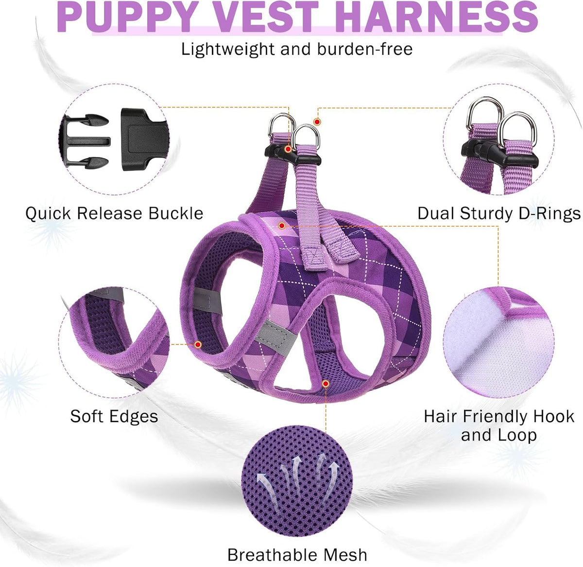 SCENEREAL Small Dog Harness Collar and Leash Set, No Pull Puppy Harness