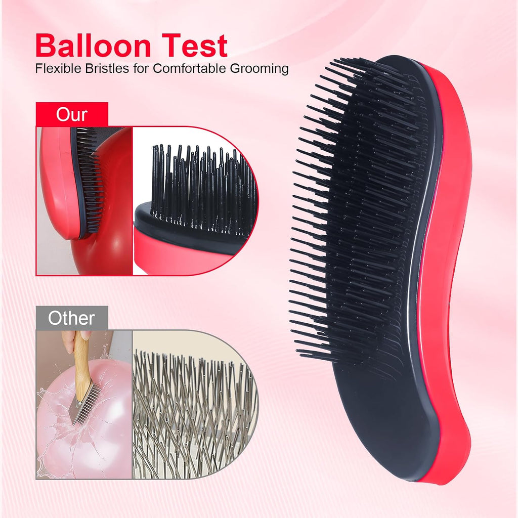 Small Dog Brush, Skin-friendly Soft Bristles (Rose Red) | Puppy Hair Brush, Massage and Bath Supplies, Pet Grooming Tool for Teddy, Yorkies, Maltese, Shih Tzu, Chihuahua