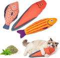 Catnip Fish Toys for Cats - 3 Pack 7.48 Inch Interactive Cat Toys with Crinkle & Bell Sounds, 4500mg Premium Natural Catnip, Durable Linen Kicker Toys for Indoor Cats & Kittens