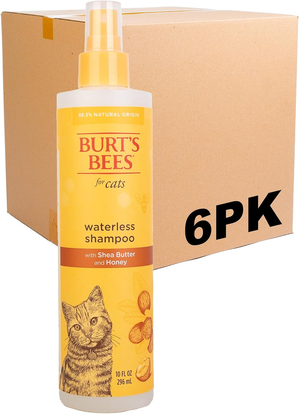 Burts Bees for Pets Waterless Cat Shampoo Spray, 10 Fl Oz, 6-Pack