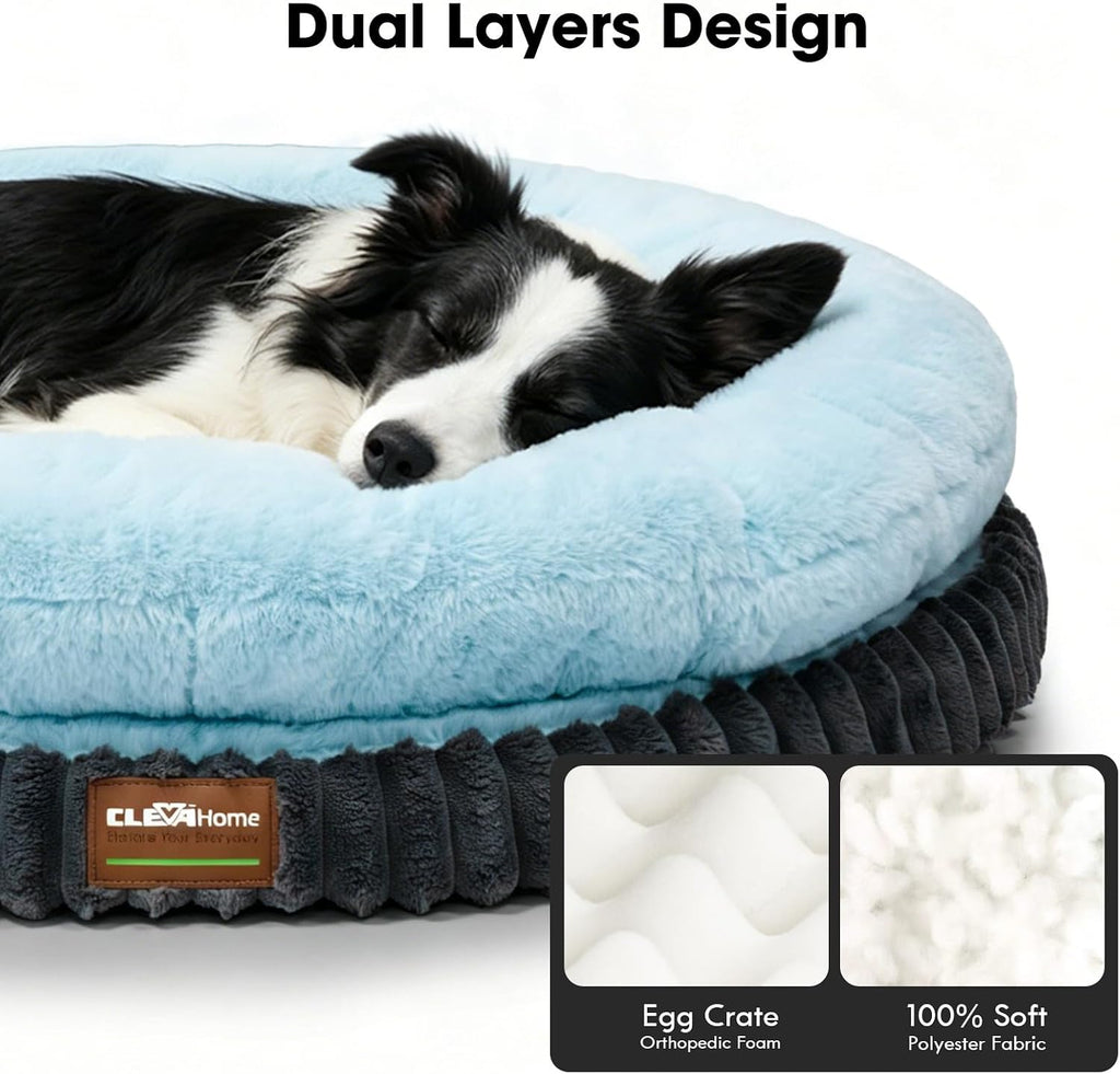 ClevaHome Orthopedic Dog Bed for Medium Dogs, 30in Ice Blue
