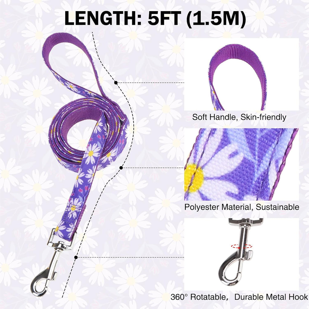 Dog Collar and Leash Set, Adjustable Pet Collars with 5FT Leash