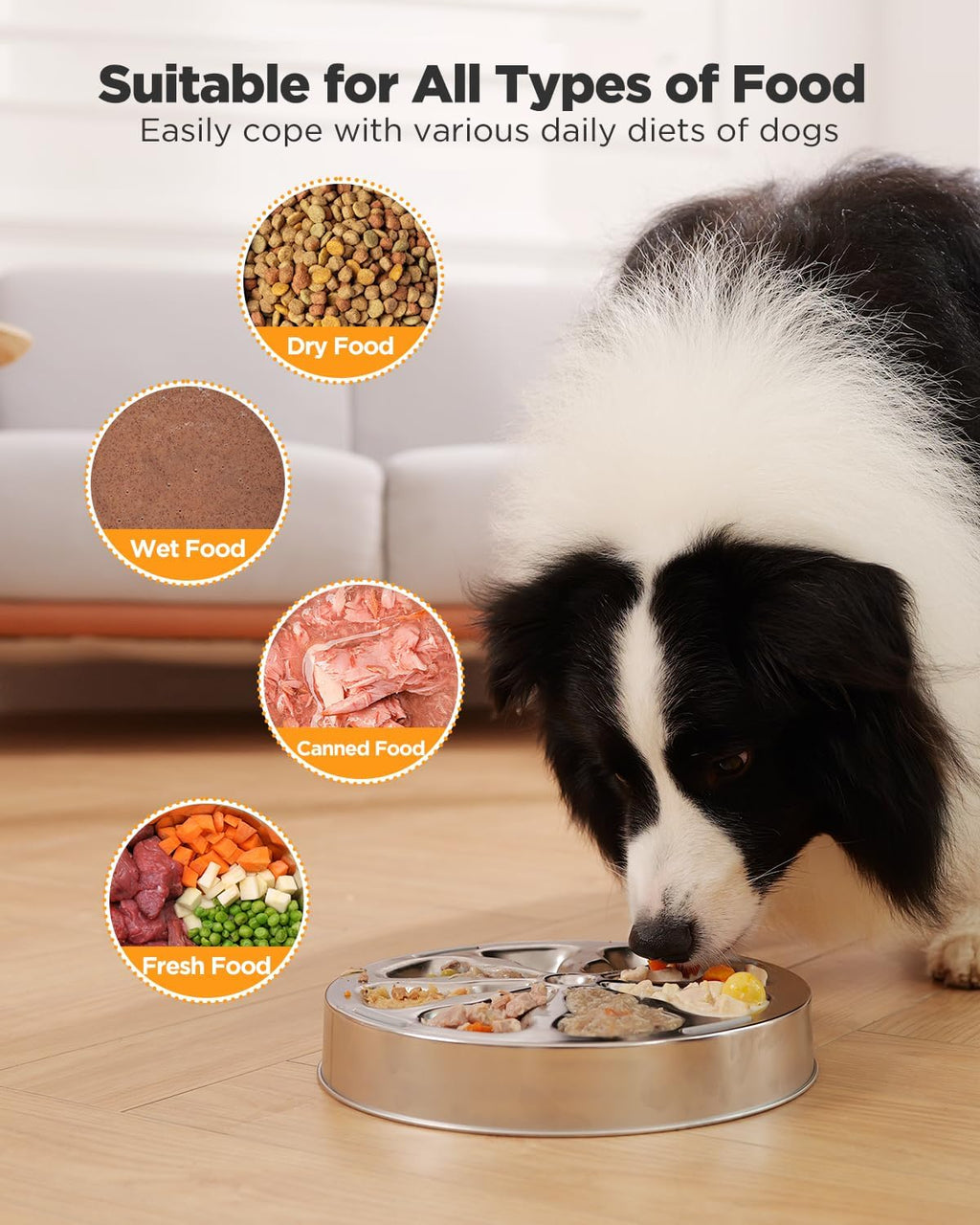 2-Pack Slow Feeder Dog Bowls – Stainless Steel Metal Bowls with Double-Sided Design, 5 Cups Large Capacity for Dry, Wet, Raw Food, Slow Feeding for All Dog Sizes, Easy to Clean, Non-Slip