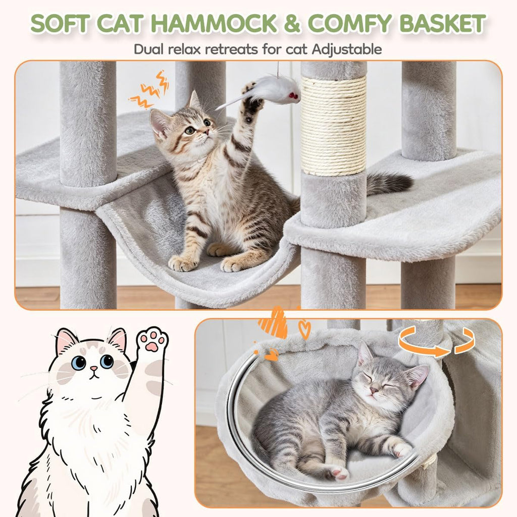 Taoqimiao 79in Cat Tree, Tall Large Cat Tower for Indoor Adult Cats S10W